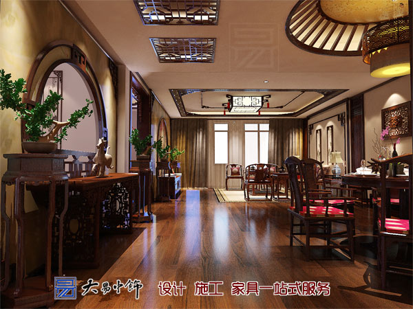 遼寧盤(pán)錦220平米別墅設計，感受中式別墅裝修的氣息
